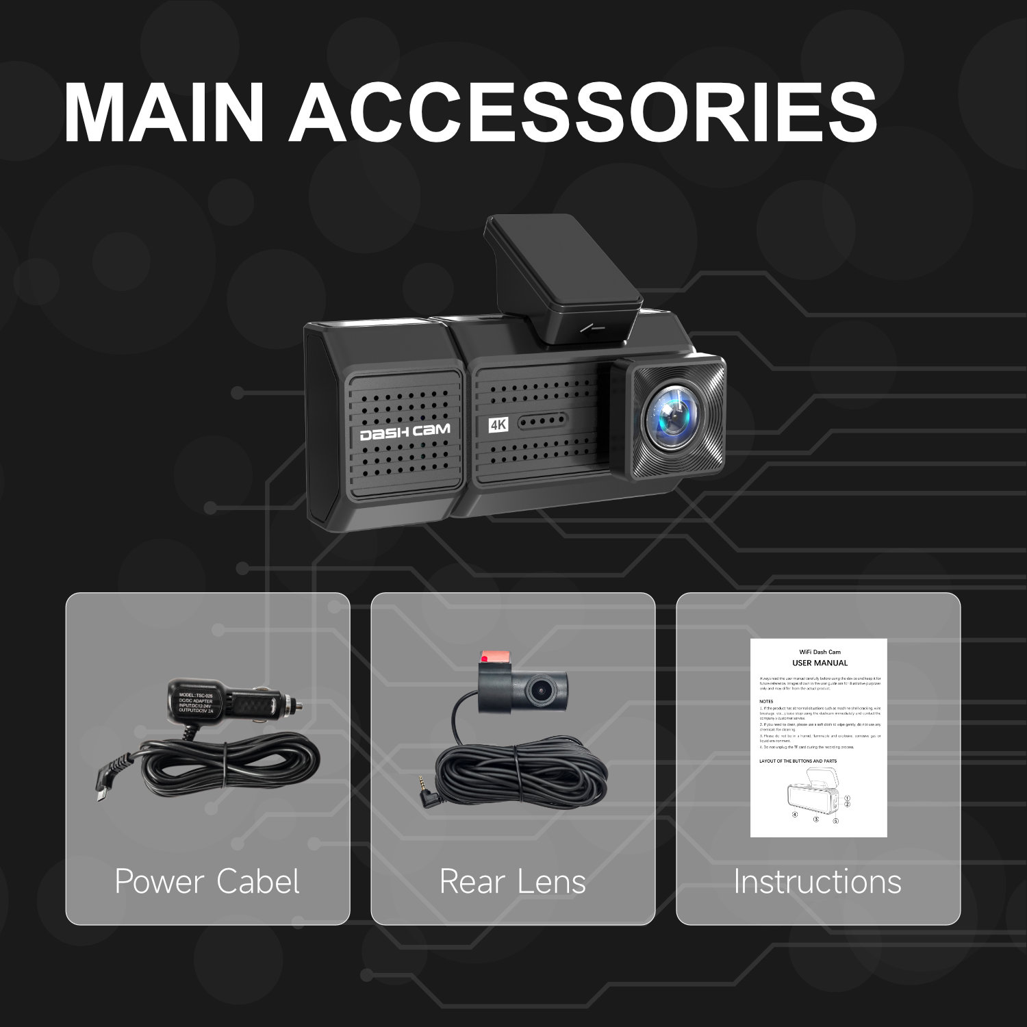 AUTROX A700 Triple-Channel Night Vision Car Dashcam