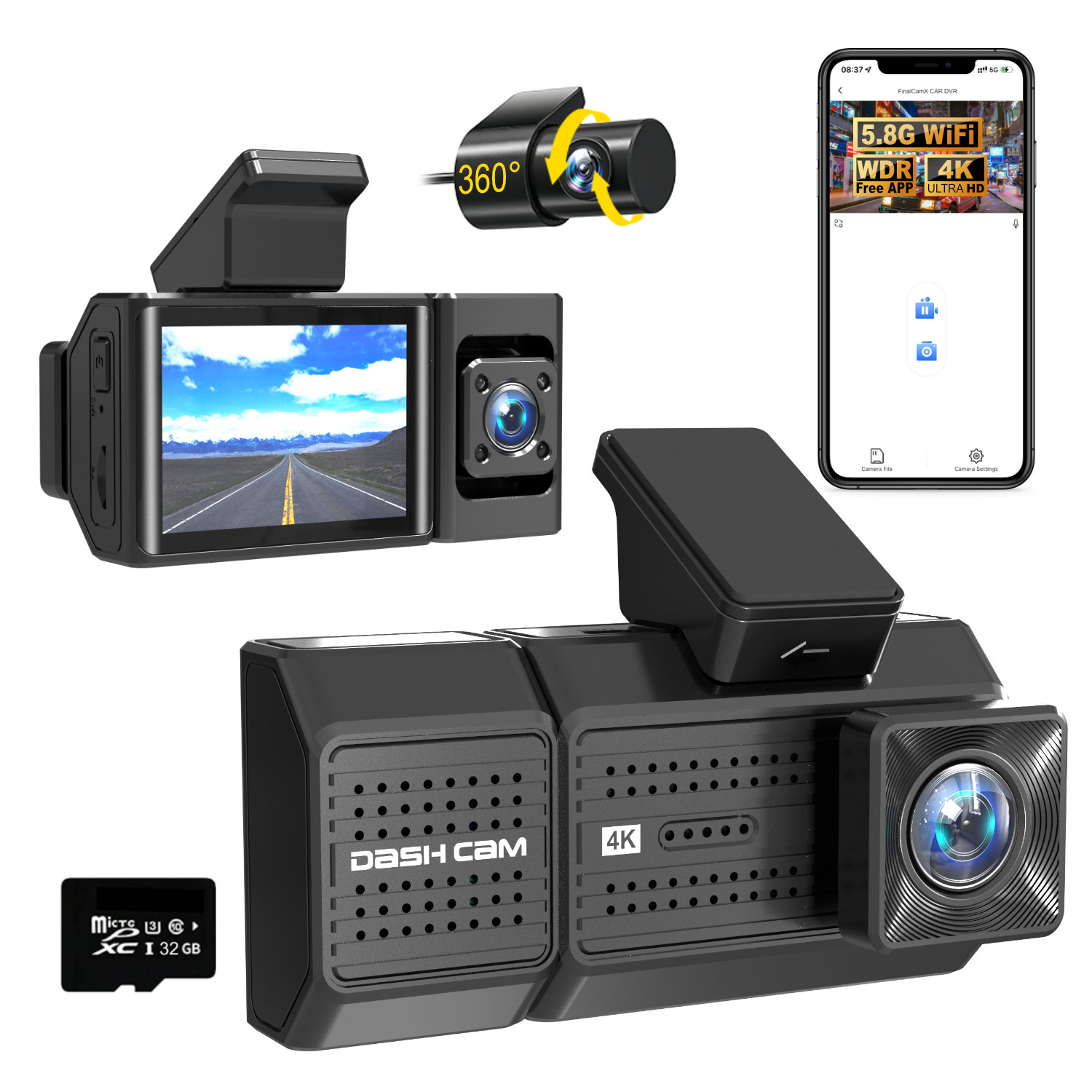 AUTROX A700 Triple-Channel Night Vision Car Dashcam