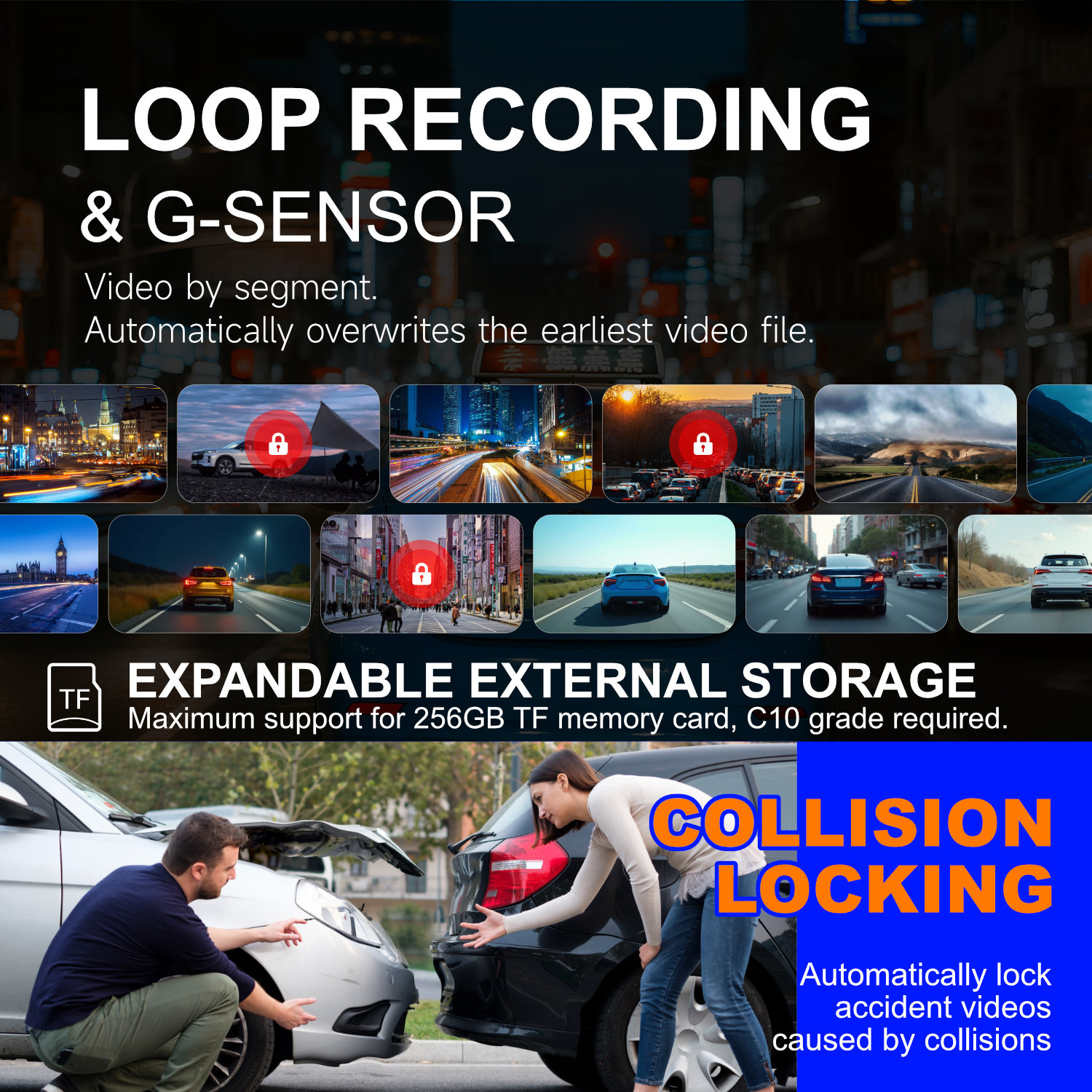 AUTROX A700 Triple-Channel Night Vision Car Dashcam