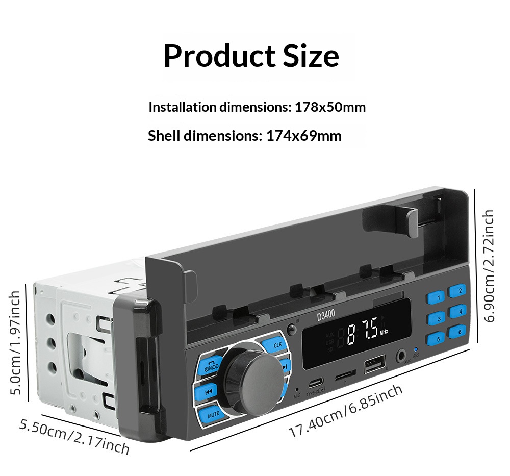 D3400 Car MP3 Player Audio Receiver
