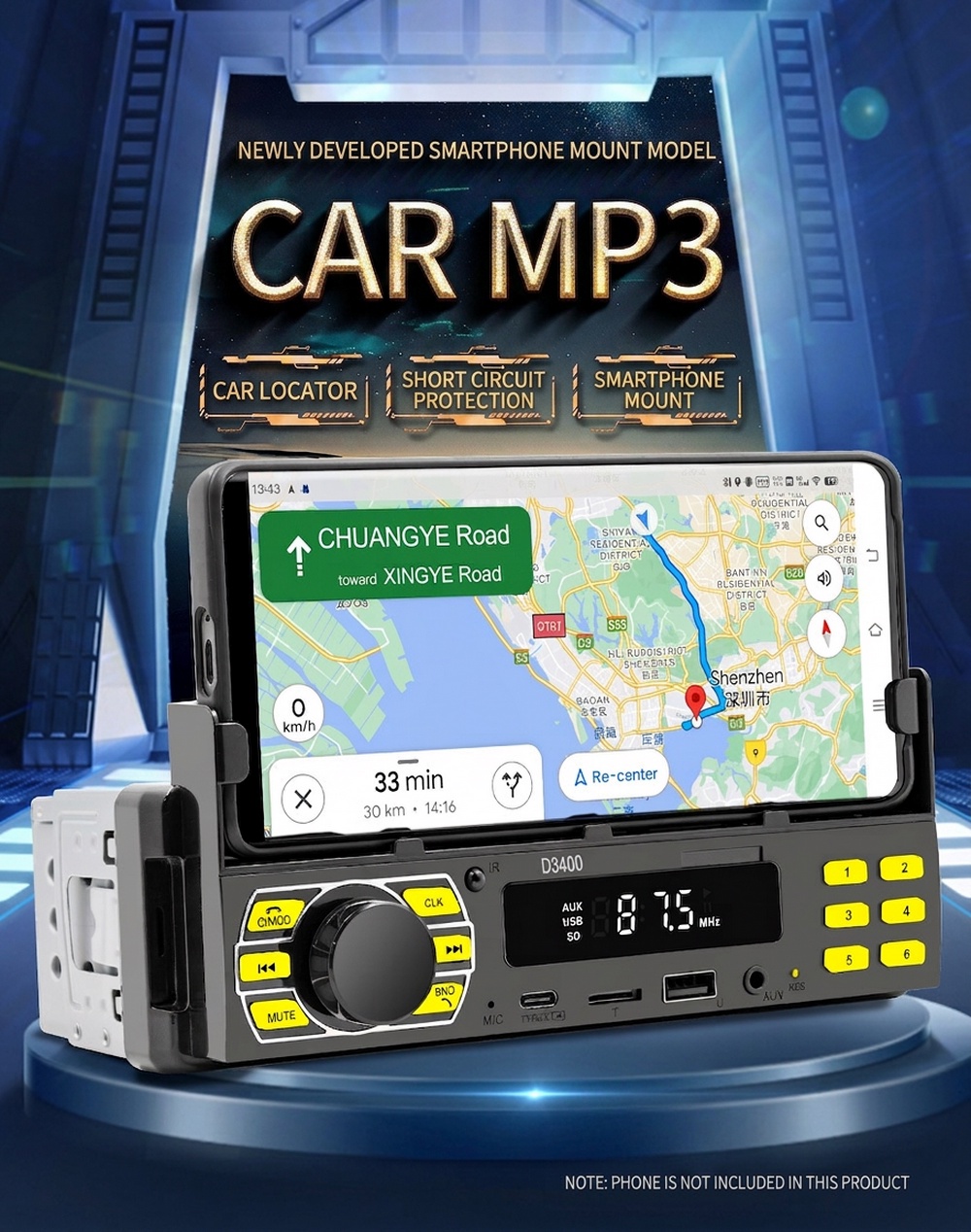 D3400 Car MP3 Player Audio Receiver