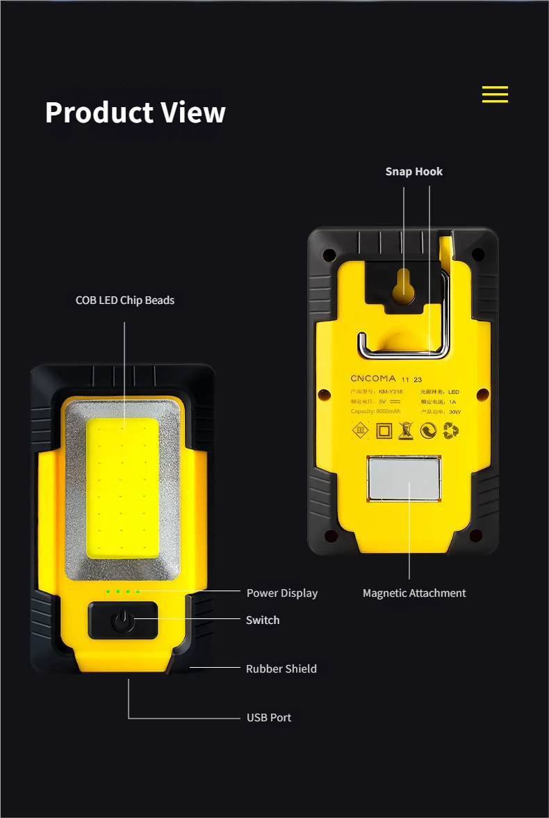 Multifunctional COB Magnetic Work Light