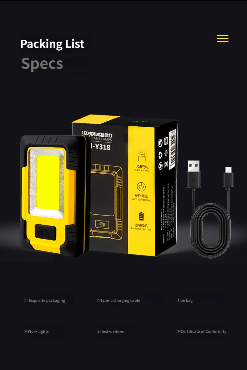 Multifunctional COB Magnetic Work Light