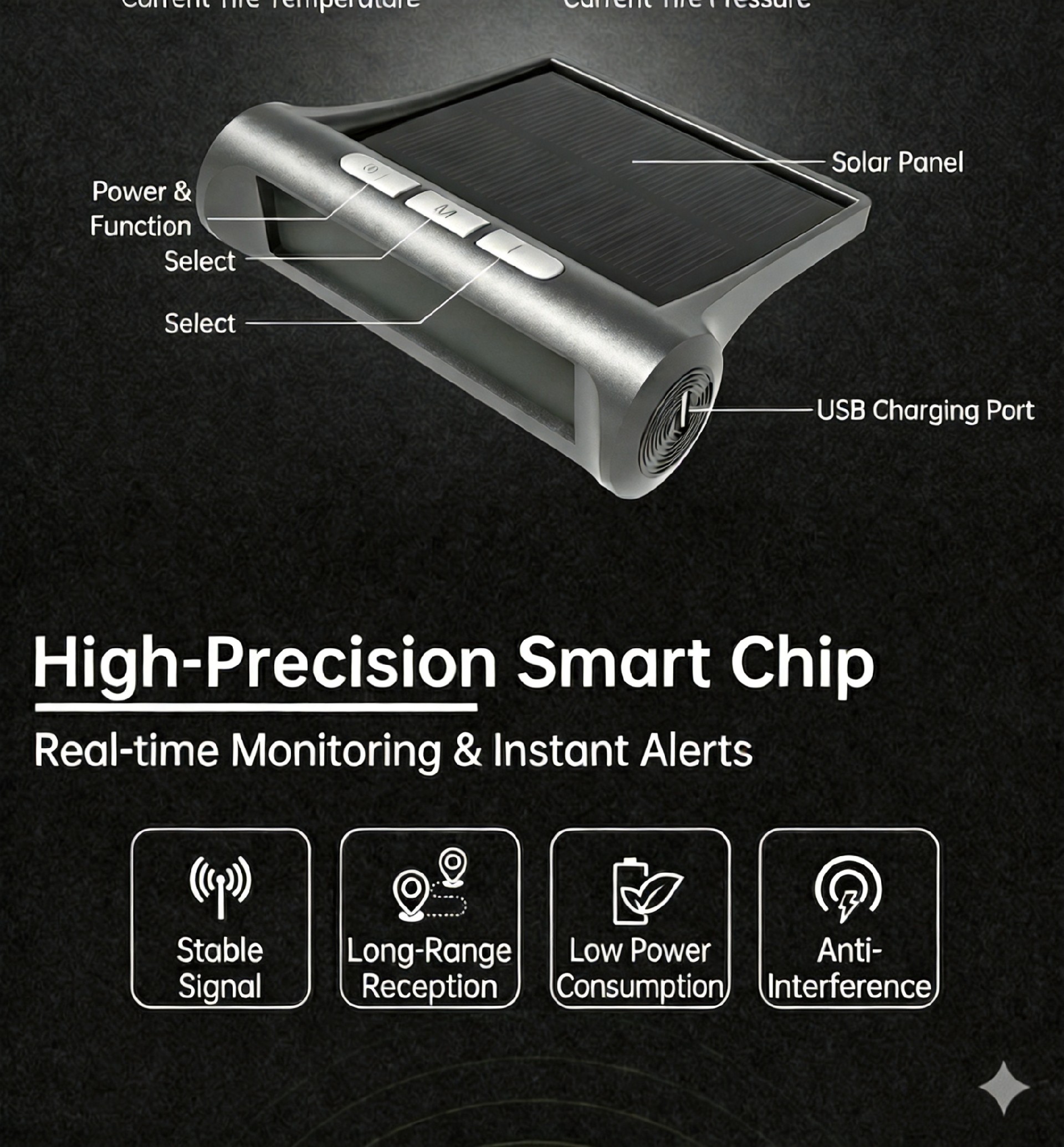 AX-TP880 Solar Wireless TPMS Tire Pressure Monitor