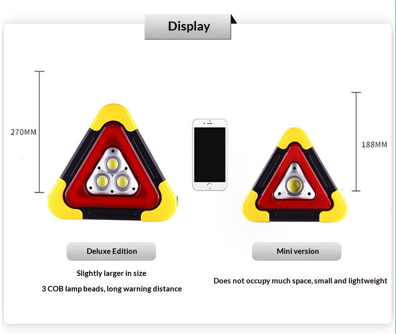 Multi-functional Solar LED Triangle Warning Light
